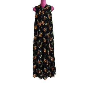 & other stories 4 black high neck sleeveless floral maxi dress